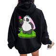 Panda Sposa Fiore Matrimonio Felpa con cappuccio oversize da donna con stampa posteriore Black