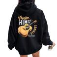 Praise Him With The Strings Bible Psalm Christian Guitar Women Oversized Hoodie Back Print Black