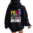 Pre-K Where The Adventure Begins First Day Of Prek Teacher Women Oversized Hoodie Back Print Black