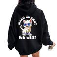 Quand Nous Nous Battons Nous Gagnons Kamala Harris Cat Lady Boho Women Sweat à capuche oversize pour femme avec imprimé dans le dos Black