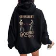 Queensbury Boxing Rules Felpa con cappuccio oversize da donna con stampa posteriore Black