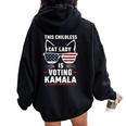 Questa Cat Lady Senza Figliota Kamala-Harris 2024 Felpa con cappuccio oversize da donna con stampa posteriore Black