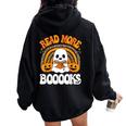 Read More Books Cute Booooks Ghost Pumpkin Teacher Halloween Women Oversized Hoodie Back Print Black