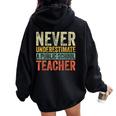 Retro Never Underestimate A Public School Teacher Women Oversized Hoodie Back Print Black