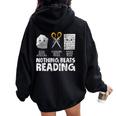 Rock Paper Scissor Reading Book Reading Teacher Bookworm Women Oversized Hoodie Back Print Black