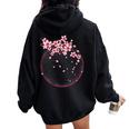 Sakura Printemps Fleurs De Cerisier En Fleurs Japonais Sweat à capuche oversize pour femme avec imprimé dans le dos Black