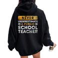 School Teacher Never Underestimate A Public School Teacher Women Oversized Hoodie Back Print Black
