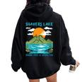 Shavers Lake Shark Free And Unsalted Nature Lover Women Oversized Hoodie Back Print Black