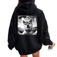 Shiba Inu Dog Dad Mom Graphic Selfie Ufos Weird Aliens Women Oversized Hoodie Back Print Black