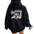 Simpatico Bulldog Inglese Mamma Top Cane Divertente Che Cammina Per Le Donne Felpa con cappuccio oversize da donna con stampa posteriore Black