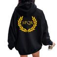 Spqr Senato Populus Que Romanus Campo Di Giove Felpa con cappuccio oversize da donna con stampa posteriore Black
