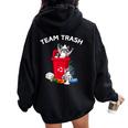 Team Trash Raccoons Trash Panda Team Trash Felpa con cappuccio oversize da donna con stampa posteriore Black