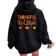 Thankful For Him Couples Fall Matching Couple Thanksgiving Women Oversized Hoodie Back Print Black