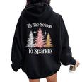 Tis The Season To Sparkle Cute Pink Christmas Tree Womens Women Oversized Hoodie Back Print Black