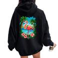 Tropical Flamingo Summer Vibes Beach For A Vacationer Women Oversized Hoodie Back Print Black