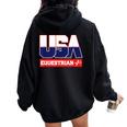 Usa Team Equestrian & American Sports Women Oversized Hoodie Back Print Black