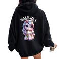 Valeria Grazioso Motivo Unicorno Per Ragazze Nomealeria Felpa con cappuccio oversize da donna con stampa posteriore Black