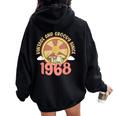 Vintage 1968 Retro Hippie Groovy 55Th Birthday Women Oversized Hoodie Back Print Black
