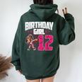 12° Compleanno Ragazza Basket Dabbing 12 Anni Compleanno Felpa con cappuccio oversize da donna con stampa posteriore Forest