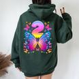 2° Compleanno Bambina Di 2 Anni Farfalla Numero 2 Felpa con cappuccio oversize da donna con stampa posteriore Forest