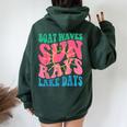 Barca Onde Raggi Di Sole Giorni Lago Retro Groovyacanze Estive Felpa con cappuccio oversize da donna con stampa posteriore Forest