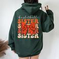 Basketball Sister Vintage Sport Lover Sister Mothers Da Women Oversized Hoodie Back Print Forest