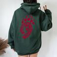 Bear Paw Print Tribal Grizzly Papa Momma Tribe Claw Felpa con cappuccio oversize da donna con stampa posteriore Forest