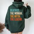 Beatrice The Woman The Myth The Legend Nome Beatrice Felpa con cappuccio oversize da donna con stampa posteriore Forest