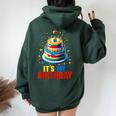 Building Bricks Cake It's My Birthday Boys Girls Build Women Oversized Hoodie Back Print Forest