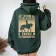 Cavalli Equitazione Ragazza Il Cavallo È Innocuo Cavaliere Felpa con cappuccio oversize da donna con stampa posteriore Forest