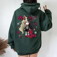Chibi Kawaii Emo Pastel Goth Girl Con Coniglietto Triste Felpa con cappuccio oversize da donna con stampa posteriore Forest