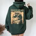 Childless Cat Lady Vintage Coffee Cat Kamala 2024 Women Oversized Hoodie Back Print Forest