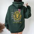 Christian Religions Usa Flag Lion Jesus Faith Over Fear Women Oversized Hoodie Back Print Forest