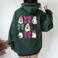 Cute Ghost Coquette Aesthetic Pink Bows Spooky Season Girl Women Oversized Hoodie Back Print Forest