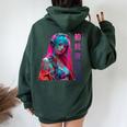 Cyberpunk Anime Girl Felpa con cappuccio oversize da donna con stampa posteriore Forest