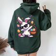 Dabbing Rabbit Pasqua Day Cute Bunny Dab Egg Hunt Ragazzi Bambini Felpa con cappuccio oversize da donna con stampa posteriore Forest