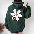 Daisy Flower Con Coccinella Insetto Felpa con cappuccio oversize da donna con stampa posteriore Forest