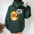 Divertente Anatra Gialla Sarcastica Dito Medio Anatra Off Felpa con cappuccio oversize da donna con stampa posteriore Forest