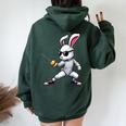 Divertente Scherma Giocatore Coniglietto Bambini Donne Uomini Pasqua Scherma Felpa con cappuccio oversize da donna con stampa posteriore Forest
