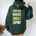 Divertenti Con Frasi Ironiche E Sarcastiche Ansia E Sapone Felpa con cappuccio oversize da donna con stampa posteriore Forest