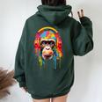 Donna Divertente Scimmia Anni '60 '70 Groovy Gorilla Hippie Ape Cool Monkey Con Collo A Felpa con cappuccio oversize da donna con stampa posteriore Forest