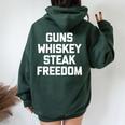 Donna Guns Whiskey Steak Freedom Saying Gun Owner Con Collo A Felpa con cappuccio oversize da donna con stampa posteriore Forest