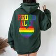 Donna Proud Ally Heart Protest Lgbtq Rainbow Flag Gay Pride Ally Con Collo A Felpa con cappuccio oversize da donna con stampa posteriore Forest
