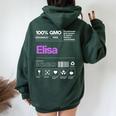 Elisa Maglia Con Testo Divertente Donna Ragazza Bambina Felpa con cappuccio oversize da donna con stampa posteriore Forest