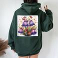 Epimedium Fiore Con Cuori Intorno Stile Boho Grafica Felpa con cappuccio oversize da donna con stampa posteriore Forest