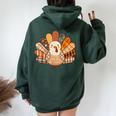 Fall Autumn Turkey Thanksgiving Family Matching Girls Women Oversized Hoodie Back Print Forest