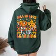 Fall In Love With Learning Teacher Autumn Pumpkin Women Oversized Hoodie Back Print Forest