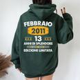 Febbraio 2011 13 Anni Compleanno Ragazza Ragazzo 2011 Felpa con cappuccio oversize da donna con stampa posteriore Forest