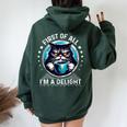 First Of All I M A Delight Cat Coffee Sarcastic Women Oversized Hoodie Back Print Forest