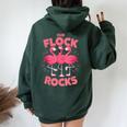 Our Flock Rocks Flamingo Fun Group Matching Women Oversized Hoodie Back Print Forest